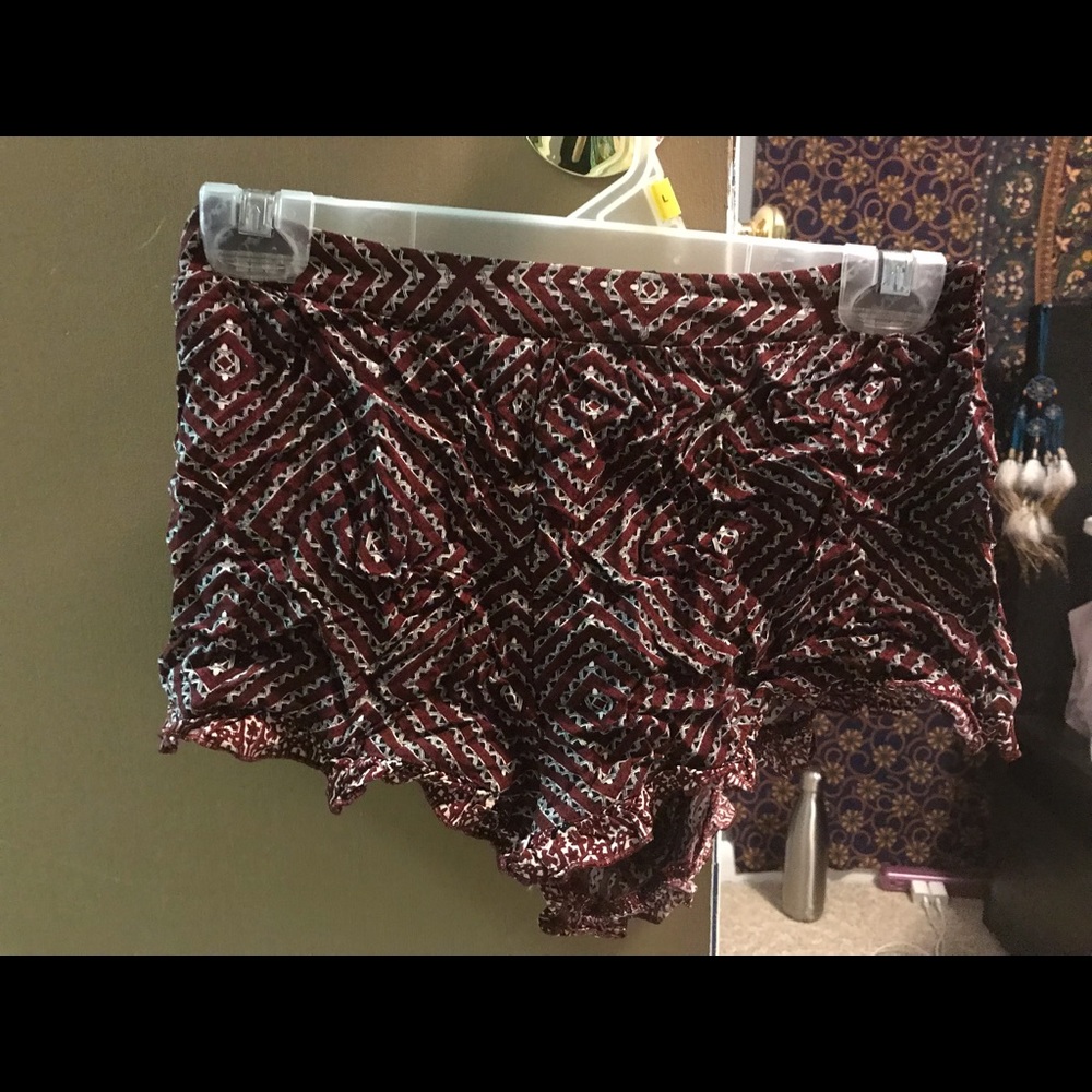 Burgundy silky shorts